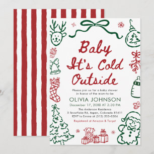 Hand Drawn Baby It's Cold Outside Baby Shower Invitation