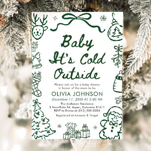 Hand Drawn Baby It's Cold Outside Baby Shower Invitation