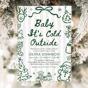 Hand Drawn Baby It's Cold Outside Baby Shower Invitation