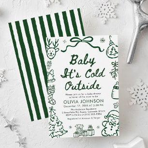 Hand Drawn Baby It's Cold Outside Baby Shower Invitation