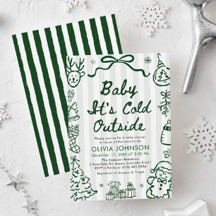 Hand Drawn Baby It's Cold Outside Baby Shower Invitation