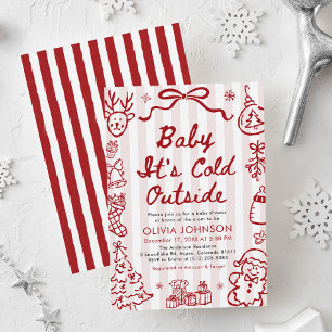 Hand Drawn Baby It's Cold Outside Baby Shower Invitation