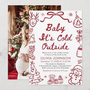 Hand Drawn Baby It's Cold Outside Baby Shower Invitation