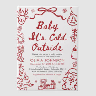 Hand Drawn Baby It's Cold Outside Baby Shower Vellum Invitations