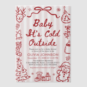 Hand Drawn Baby It's Cold Outside Baby Shower Vellum Invitations