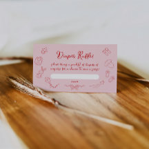 Hand Drawn Baby Shower, Bow Girl Diaper Raffle