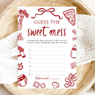 Hand Drawn Baby Shower Guess The Sweet Mess Game Invitation