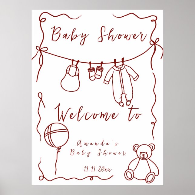 Hand drawn Baby shower - Welcome baby shower Poster (Front)