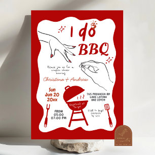 Hand Drawn Backyard I do BBQ engagement party Invitation
