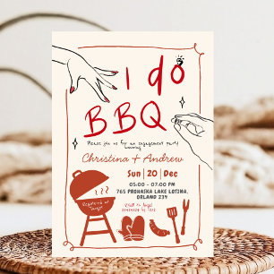 Hand Drawn Backyard I do BBQ engagement party Invitation