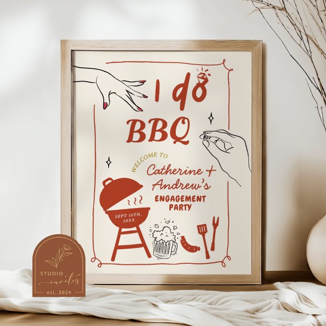 Hand Drawn Backyard I do BBQ engagement party  Poster (Creator Uploaded)