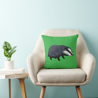 Hand Drawn Badger Illustration Design Cushion