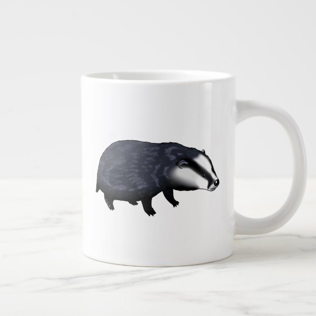Hand Drawn Badger Illustration Design Large Coffee Mug (Right)