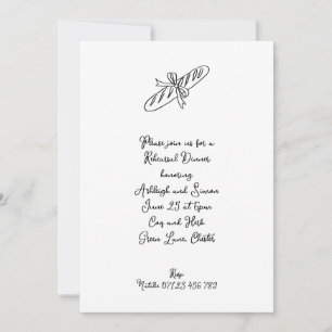 Hand Drawn Baguette & Bow Wedding Rehearsal Dinner Invitation