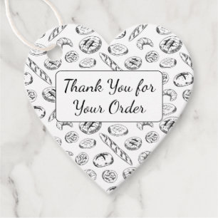Hand-Drawn Bakery Pattern Heart Thank You  Favour Tags