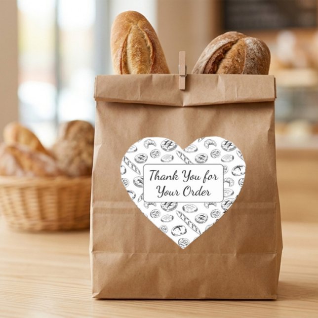 Hand-Drawn Bakery Pattern Heart Thank You  Sticker (Creator Uploaded)