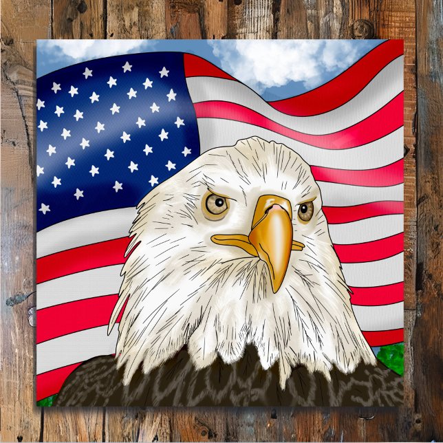 Hand Drawn Bald Eagle and American Flag Patriotic Poster (Creator Uploaded)