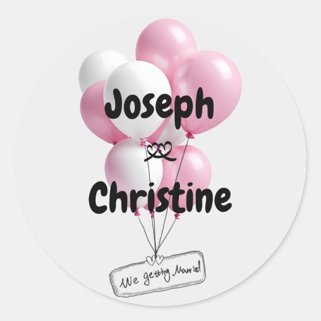 Hand-drawn Balloon Wedding Classic Round Sticker (Front)