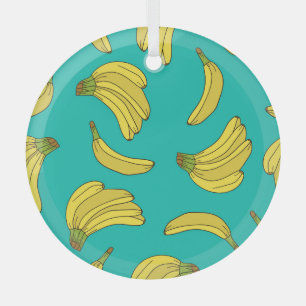 Hand-Drawn Bananas: Colourful Sketch Pattern Glass Tree Decoration