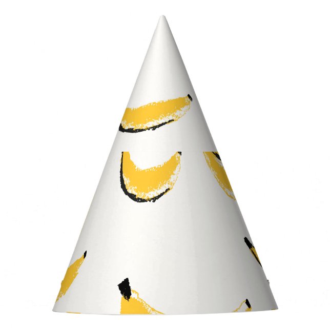 Hand-drawn bananas, stylish seamless pattern. party hat (Front)