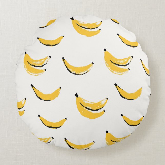 Hand-drawn bananas, stylish seamless pattern. round cushion (Front)