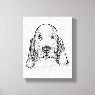 Hand-Drawn Basset Hound Portrait Canvas Art