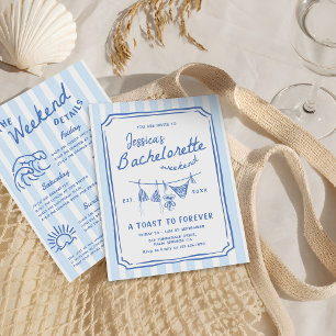 Hand Drawn Beach Coastal Bachelorette Weekend Invitation