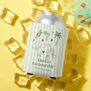 Hand Drawn Beach Cocktails Wedding Can Cooler