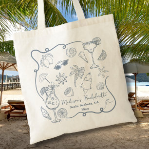 Hand Drawn Beach Doodle Illustrations Bachelorette Tote Bag