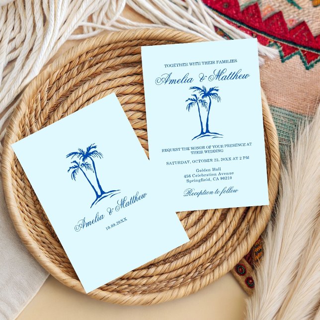 hand drawn Beach Palm Tree Whimsical Wedding  Invitation (Creator Uploaded)