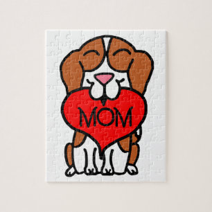 Hand Drawn Beagle Heart Mum Jigsaw Puzzle