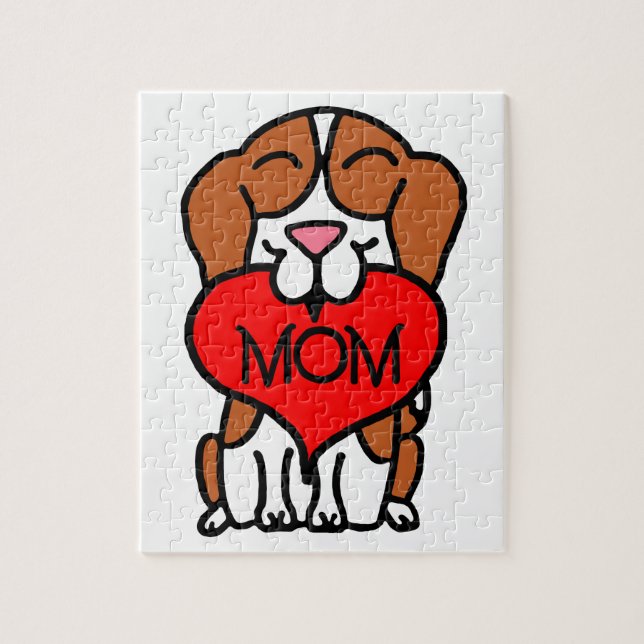 Hand Drawn Beagle Heart Mum Jigsaw Puzzle (Vertical)