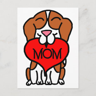 Hand Drawn Beagle Heart Mum Postcard