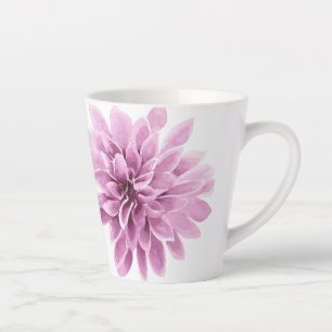 Hand Drawn Beautiful Delilah Flower Print Latte Mug