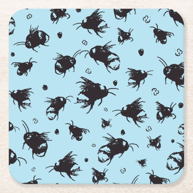 Hand-Drawn Bee Illustration Coaster (Front)
