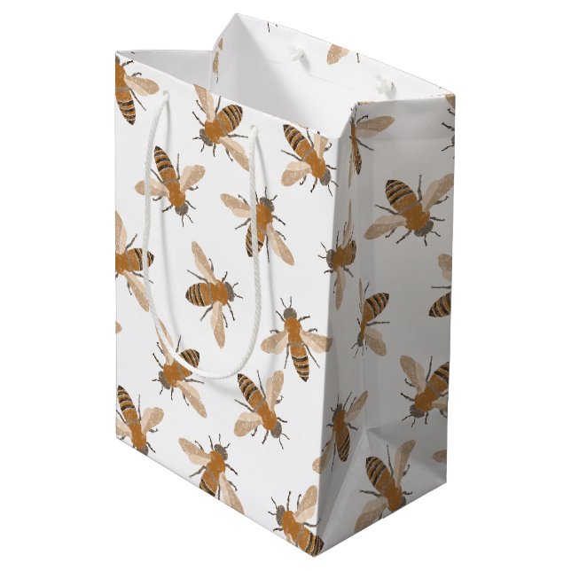Hand Drawn Bees Gift Bag (Back Angled)