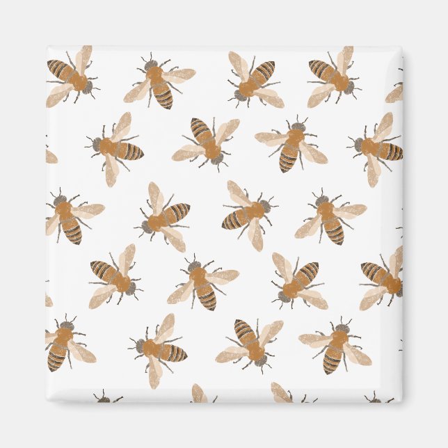 Hand Drawn Bees Magnet (Front)