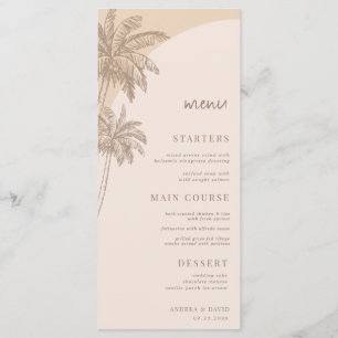 Hand Drawn Beige Palm Tree Boho Beach Wedding Menu