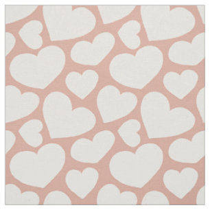 Hand Drawn Big Hearts Pattern Boho Girly Pink Fabric
