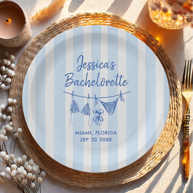 Hand Drawn Bikinis Coastal Bachelorette Weekend Paper Plate (Creator Uploaded)