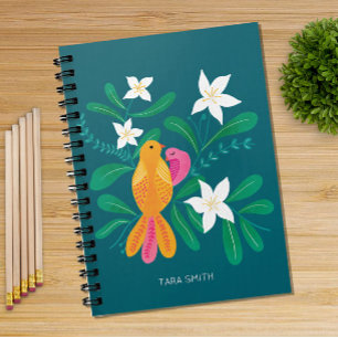 Hand Drawn Bird and Floral Notebook