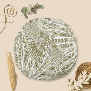 Hand Drawn Bird Silhouette Round Cushion