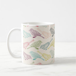 Hand Drawn Bird Sketches of Different Colours Coffee Mug