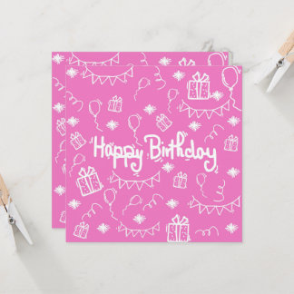 hand drawn birthday invitation card
