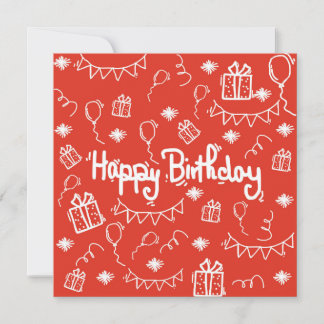 hand drawn birthday invitation card