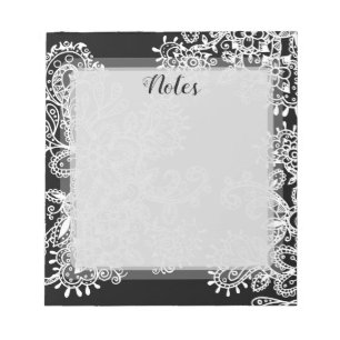 Hand Drawn Black and White Mandala Flowers Doodle Notepad