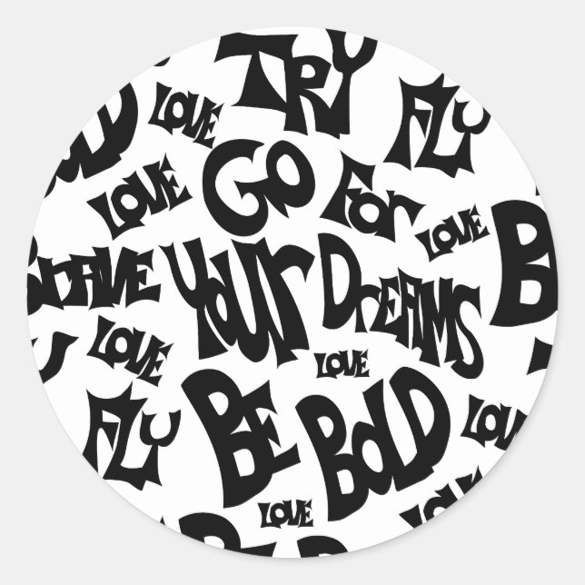 Hand drawn Black and White Motivational Stickers (Front)
