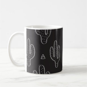 Hand Drawn Black Cactus Pattern Coffee Mug