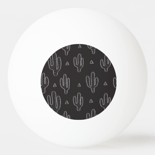 Hand Drawn Black Cactus Pattern Ping Pong Ball (Front)