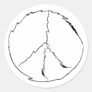 Hand drawn black isolated creative peace sign classic round sticker